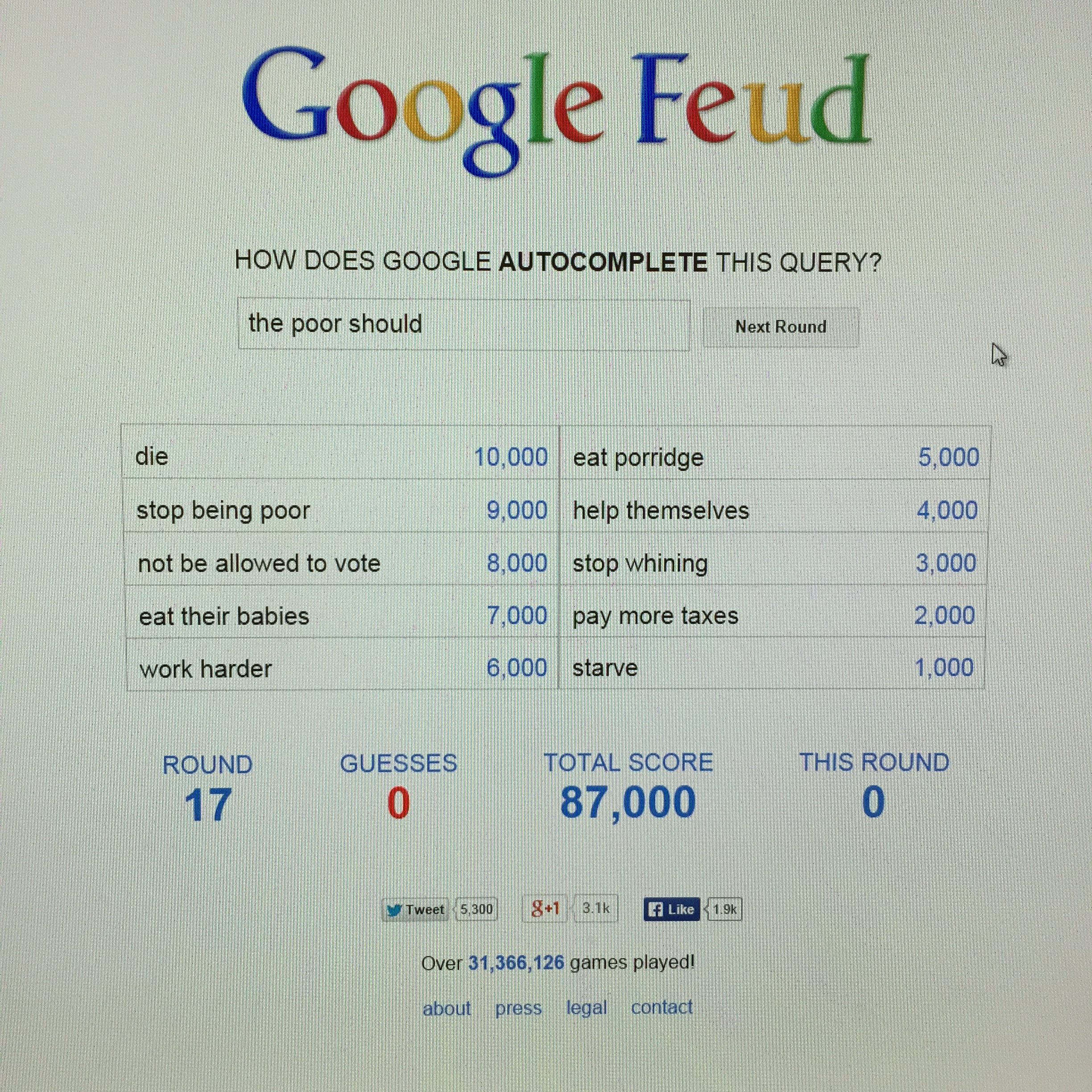 what does everyone think of these google feud answers?